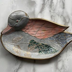 Vintage enamel duck trinket dish